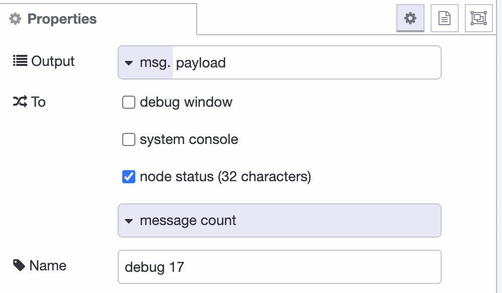 Setting up the debug to count messages Setting up the debug to count messages