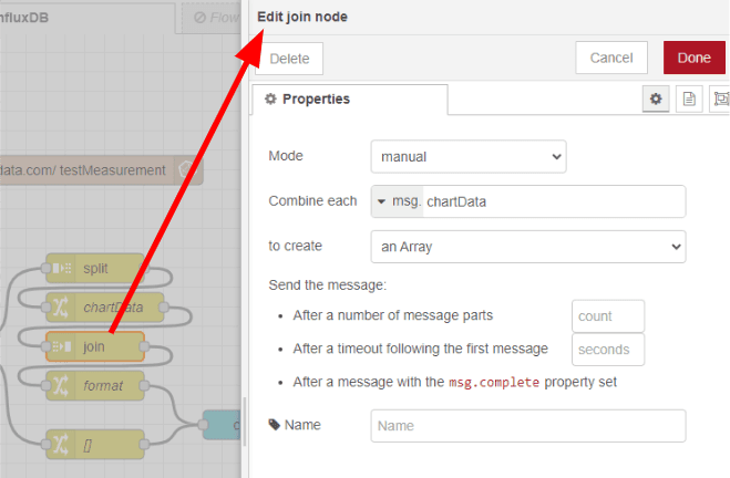 Screenshot of the join node properties tab "Screenshot of the join node properties tab"
