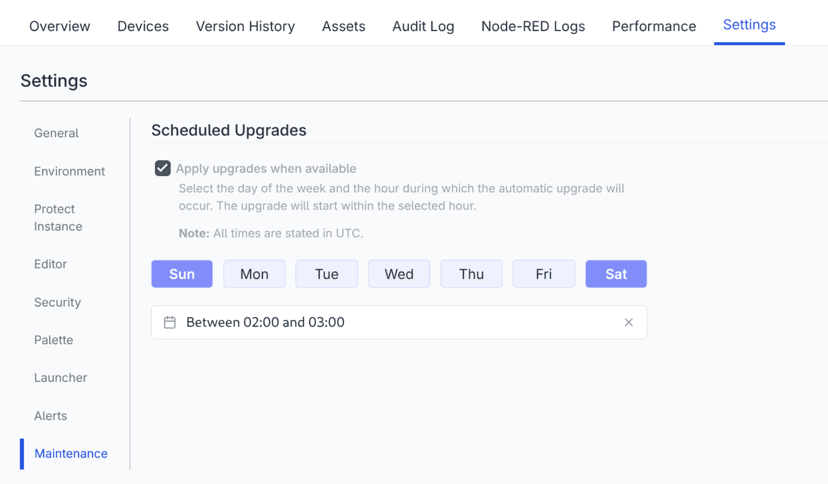 Image of Scheduled Updates UI