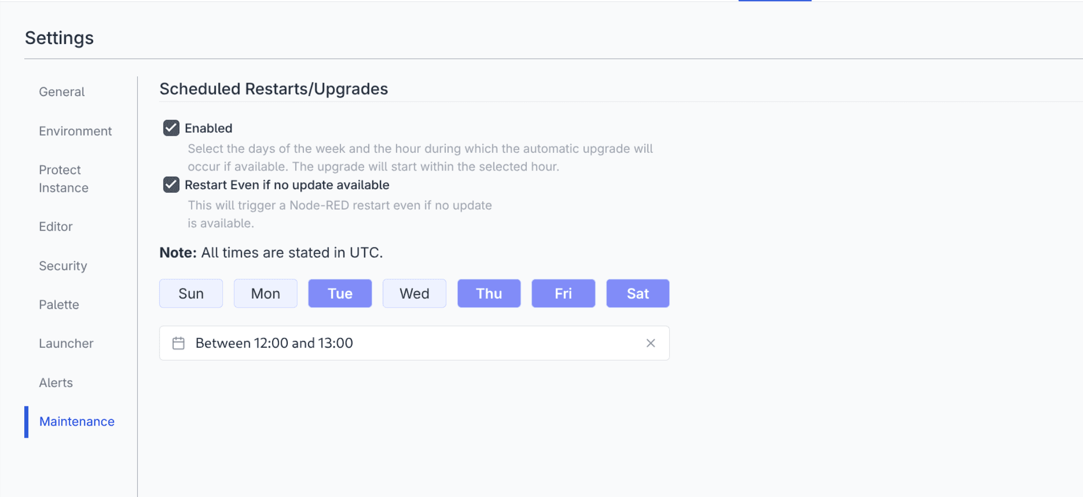 Image of Scheduled Updates UI