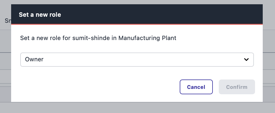 Application RBAC popup